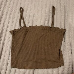 Brown Ribbed Women's Top